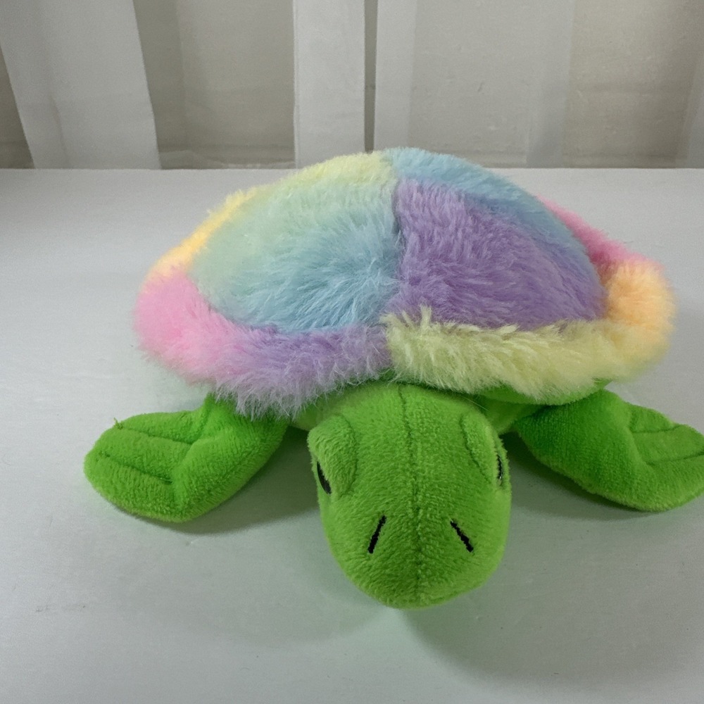 Fiesta Rainbow Sherbet Turtle Plush Glitter Eyes 7" Used